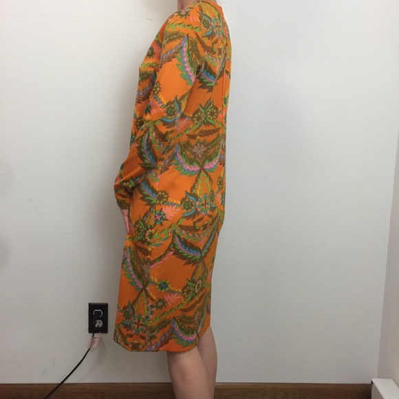 VINTAGE Francis-X Orange Psychedelic Print Dress - Picture 2 of 8